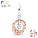 925 Sterling Silver Couple Rose Circle Always Together Bead