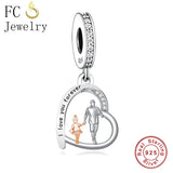 925 Silver Dad & Daughter Love Charm Bead for Bracelet