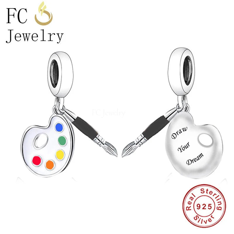 925 Sterling Silver Dream Paint Tray Bead Charm for Bracelet