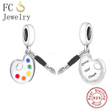 925 Sterling Silver Dream Paint Tray Bead Charm for Bracelet