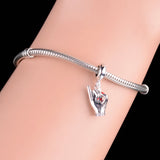 925 Silver Evil Eye Hand Charm Bead for Bracelet Making