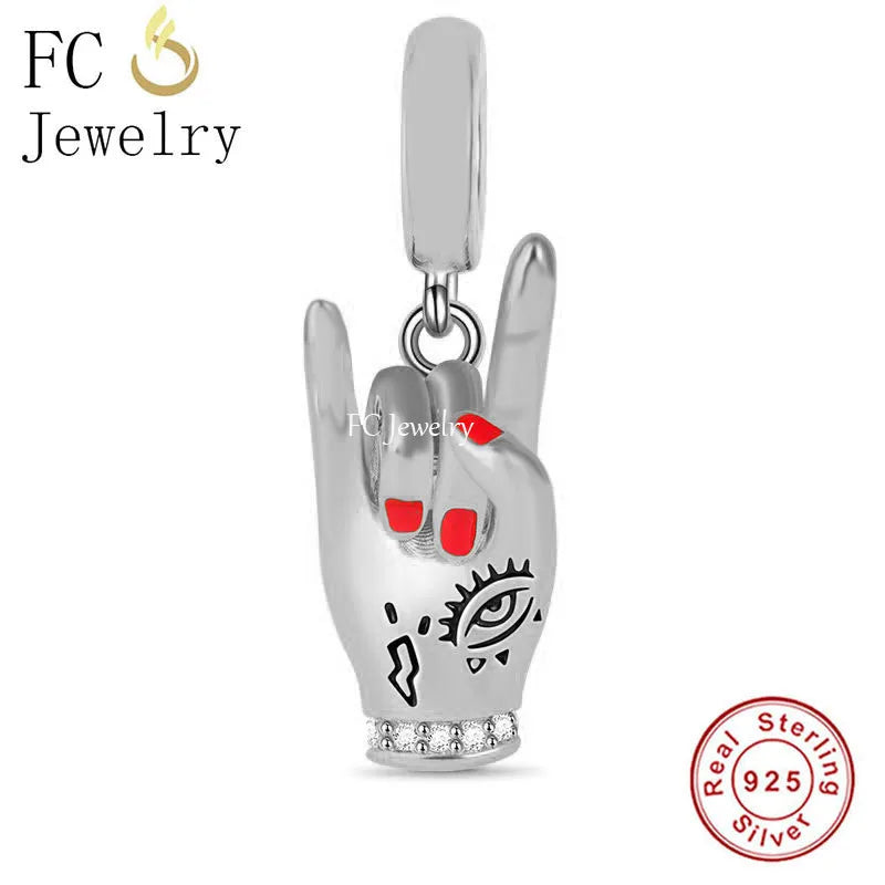 925 Silver Evil Eye Hand Charm Bead for Bracelet Making