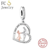 925 Silver Father Daughter Hand In Hand Bead for Bracelet