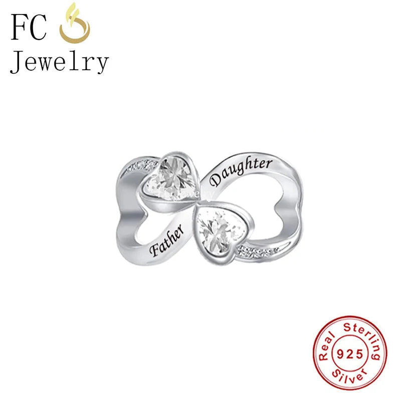 925 Silver Father Daughter Infinity Love Bead for Bracelet Making