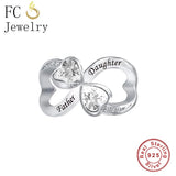 925 Silver Father Daughter Infinity CZ Bead for Charm Bracelet