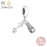 925 Sterling Silver Fight For Beauty Dumbbel Boxing Bead