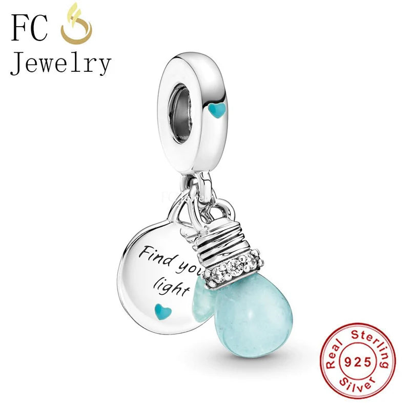 925 Sterling Silver Light Bulb Charm Bead for Bracelet