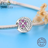 925 Silver Four Leaf Clover CZ Bead for Charm Bracelet