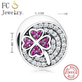 925 Silver Four Leaf Clover CZ Bead for Charm Bracelet