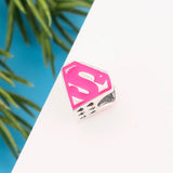 925 Silver Geometric S Letter Bead for Charm Bracelet
