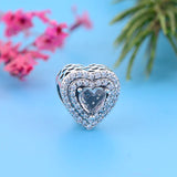 925 Silver Heart Circle Charm Zirconia Beads for Bracelet Making