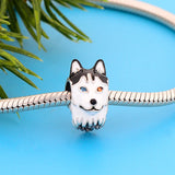 925 Sterling Silver Heterochromia Husky Dog Bead for Charm Bracelet