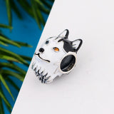 925 Sterling Silver Heterochromia Husky Dog Bead for Charm Bracelet