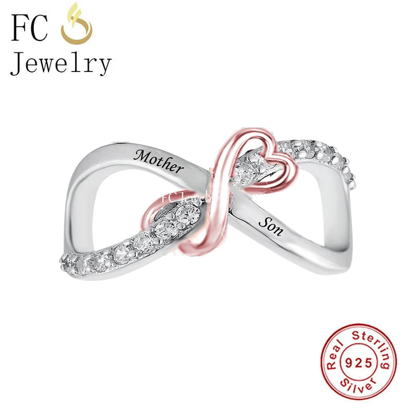 925 Sterling Silver Infinity Heart Mother & Son Forever Bead
