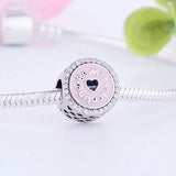 925 Sterling Silver Be My Valentine Pink Heart Bead