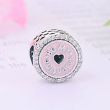 925 Sterling Silver Be My Valentine Pink Heart Bead