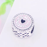 925 Sterling Silver Be My Valentine Pink Heart Bead