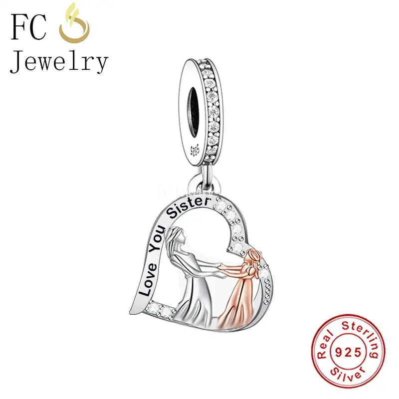 925 Sterling Silver Love You Sister Bead for Charm Bracelet