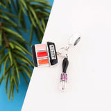 925 Silver Makeup Case & Brushes Bead for Women Berloque