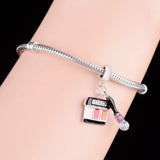 925 Silver Makeup Case & Brushes Bead for Women Berloque