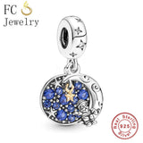 925 Silver Merry Christmas Santa Claus Moon Charm Bead