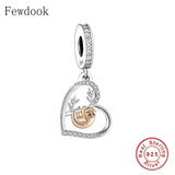 925 Silver Mother Love Baby Sisters Sloth Charm Bead