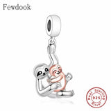 925 Silver Mother Love Baby Sisters Sloth Charm Bead