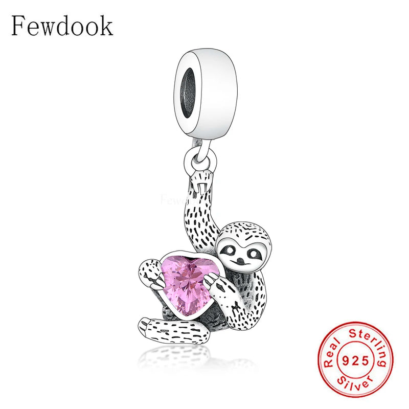 925 Silver Mother Love Baby Sisters Sloth Charm Bead