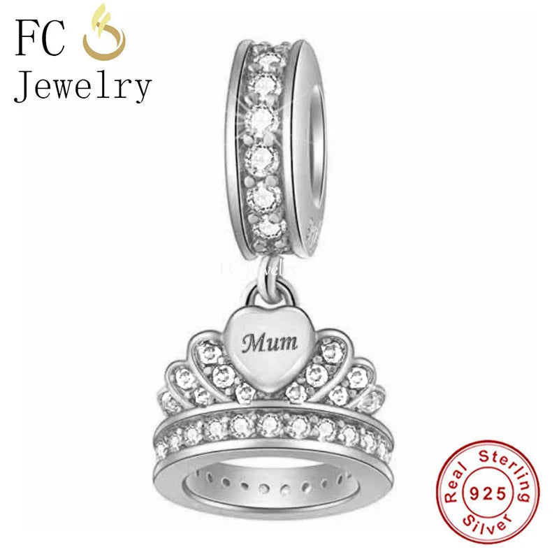 925 Silver Mum Crown Bead for Charm Bracelet