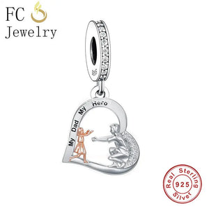 925 Silver My Dad My Hero Bead for Charm Bracelet