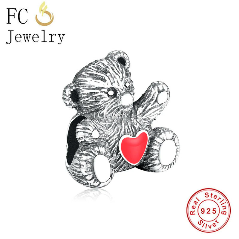 925 Silver My Heart Is Always With You Bear Bead