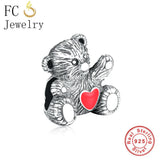 925 Silver My Heart Is Always With You Bear Bead