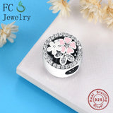 925 Silver Pink Daisy Flower Bead for Charm Bracelet
