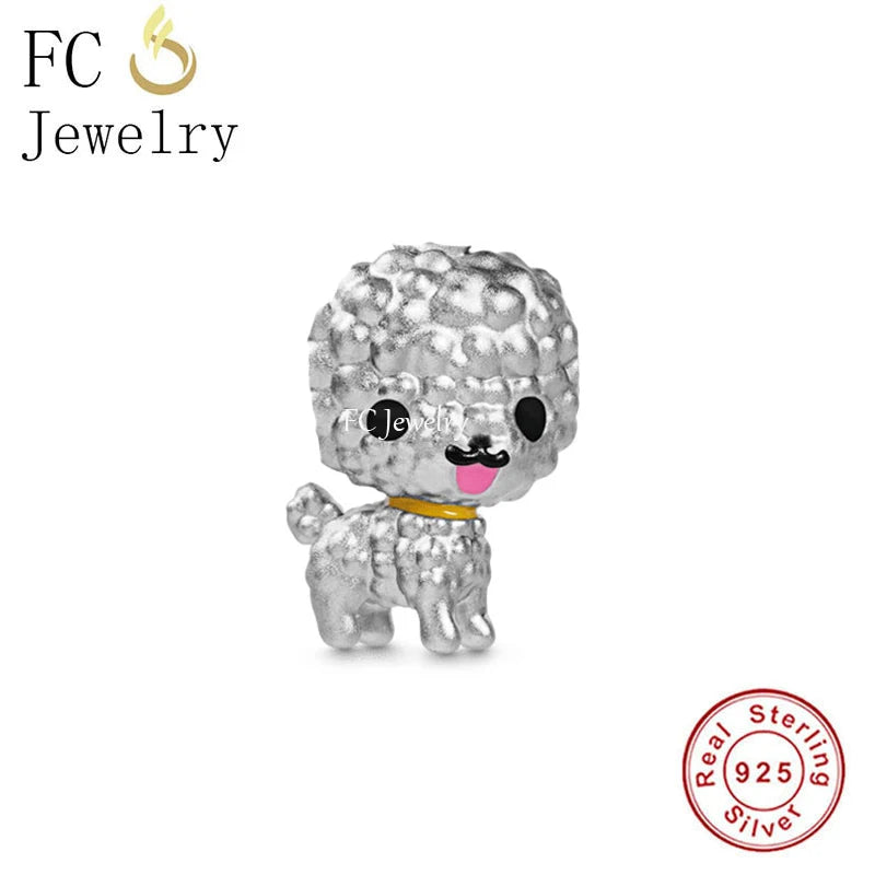 925 Silver Dog Bead for Charm Bracelet - Poodle, Corgi & French Bulldog