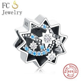 925 Silver Princess Heart Crown Wine Cup Charm Bead