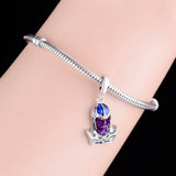 925 Sterling Silver Purple Enamel Man Pendant Bead for Charm Bracelet