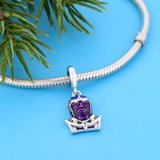 925 Sterling Silver Purple Enamel Man Pendant Bead for Charm Bracelet