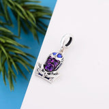 925 Sterling Silver Purple Enamel Man Pendant Bead for Charm Bracelet