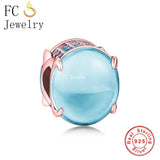 925 Silver Purple Green Oval Glass Bead for Charm Bracelet