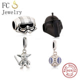 925 Sterling Silver Robot Warrior Helmet Bead for Charm Bracelet