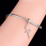 925 Sterling Silver Rose Flower Sister Charm Bead