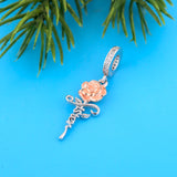 925 Sterling Silver Rose Flower Sister Charm Bead