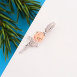 925 Sterling Silver Rose Flower Sister Charm Bead