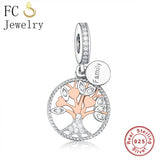 925 Silver Rose Leaf Tree of Life Charm Bead for Bracelet