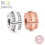 925 Silver Rose Round Clips Lock Stopper Bead for Charm Bracelet