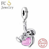 925 Silver Sloth In Tree Branch Charm Bead