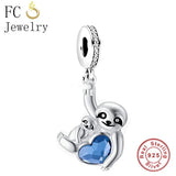 925 Silver Sloth In Tree Branch Charm Bead