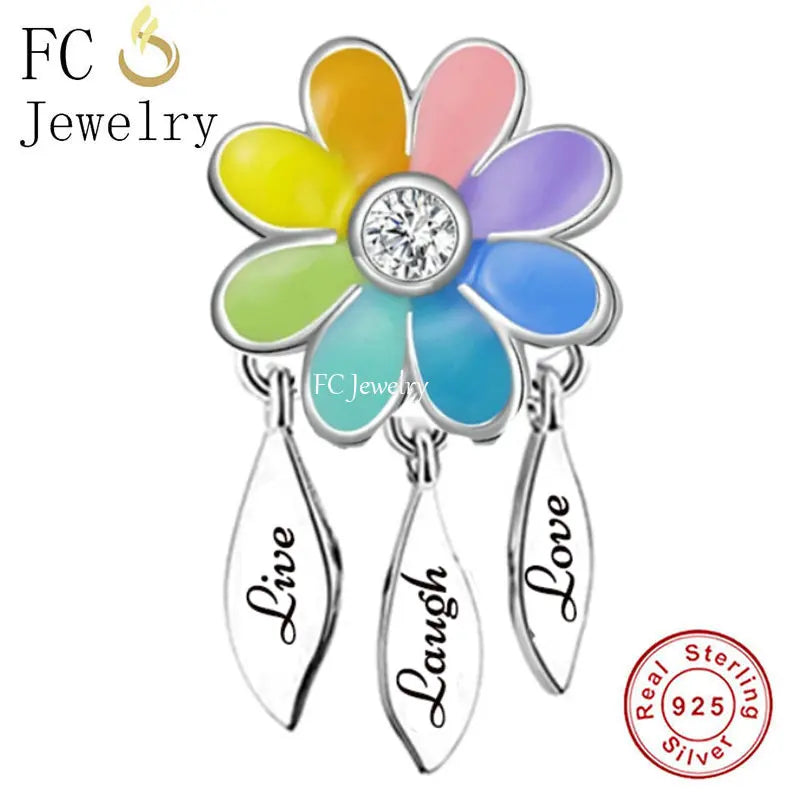 925 Silver Sunflower Daisy Charm Bead for Bracelet