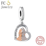 925 Silver Deer Elk On Moon Charm Bead for Bracelet DIY