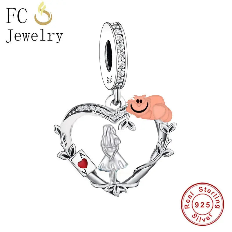 925 Silver Deer Elk On Moon Charm Bead for Bracelet DIY